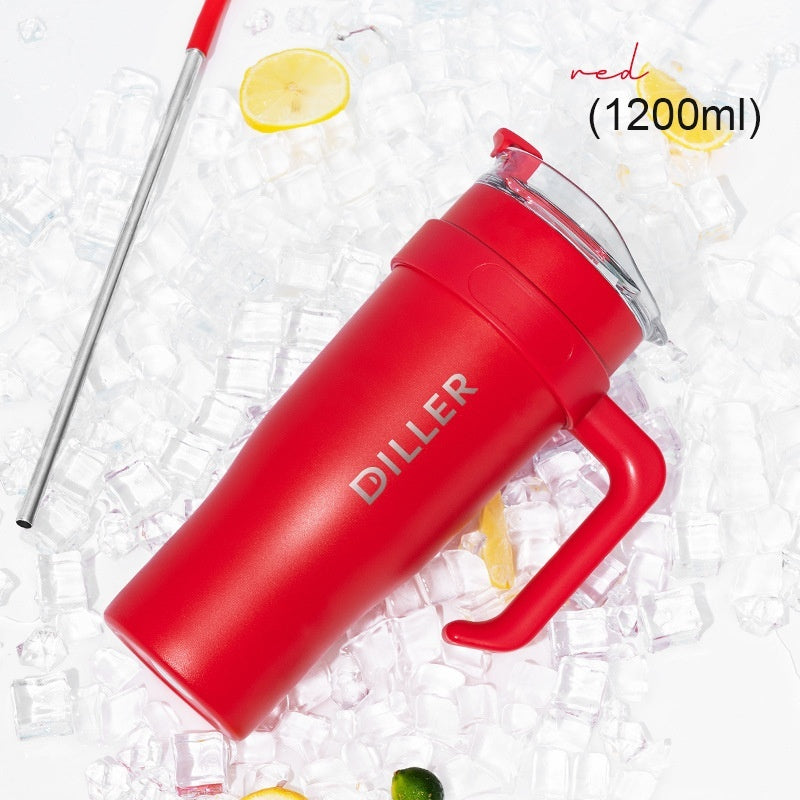 Stainless Steel Handle Car Water Straw Thermal Insulation Cup