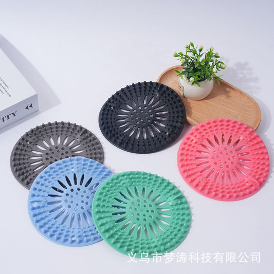 Silicone Suction Cup Hair Floor Drain Cover Kitchen Bathroom Sewer Barrier Hair Filter Wash Basin Anti-blocking